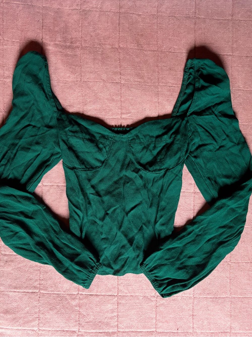 Reformation Long Sleeve Top- Size 0- Green- Sweetheart Neckline - Picture 3 of 13
